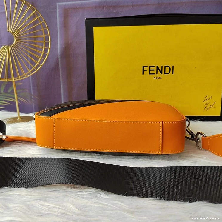 Cheap Fabric Orange Motif FF Case Camera Fendi In Brown Compact 0709